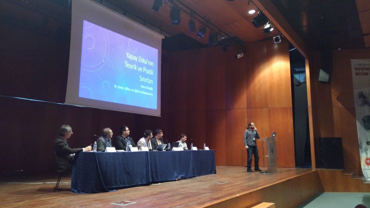 "Bilim ilerlerken toplum neden ilerlemiyor?” oturumu Yavuz Köroğlu’nun yapay zekanın teorik ve pratik sınırları sunumuyla devam ediyor. <a href="/evrimsempozyumu/">Evrim Sempozyumu</a> #EvrimYoksaBilimDeYok