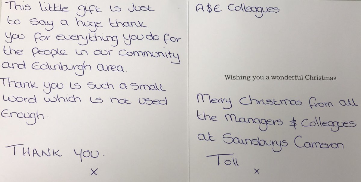 Huge thanks <a href="/sainsburys/">Sainsbury's</a> -generously supporting <a href="/NHS_Lothian/">NHS Lothian</a> <a href="/EdinburghEM/">Edinburgh EM</a> team over Christmas! (including energy drinks for the nite shift!)