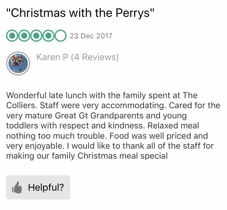 Some great festive feedback <a href="/TColliers/">The Colliers</a> welldone team! <a href="/dw1lson/">Damian Wilson</a>