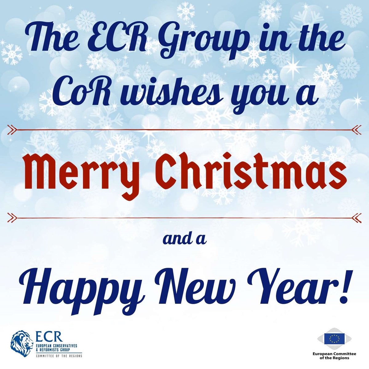 ECR_CoR's tweet photo. The @ECR_CoR wishes you a Merry Christmas &amp; a Happy New Year 2018! 🎅🎄🍾 https://t.co/ILS1butUvI