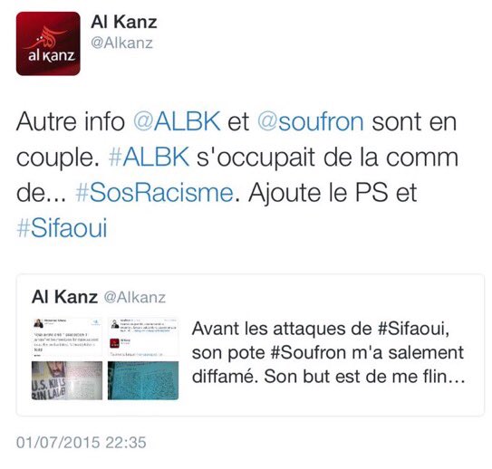 Alkanz's tweet photo. Gros gros hasard. Dans ce mag comme dans la coquille vide Onze janvier, il y a aussi @ALBK dircom de SOS Racisme et menteuse qui inventa avec son homme l’attaque d’une synagogue à Paris, via communiqué de Sos Racisme repris le soir même par #Valls pour flinguer la #manifGaza https://t.co/YscoDCu8Yr