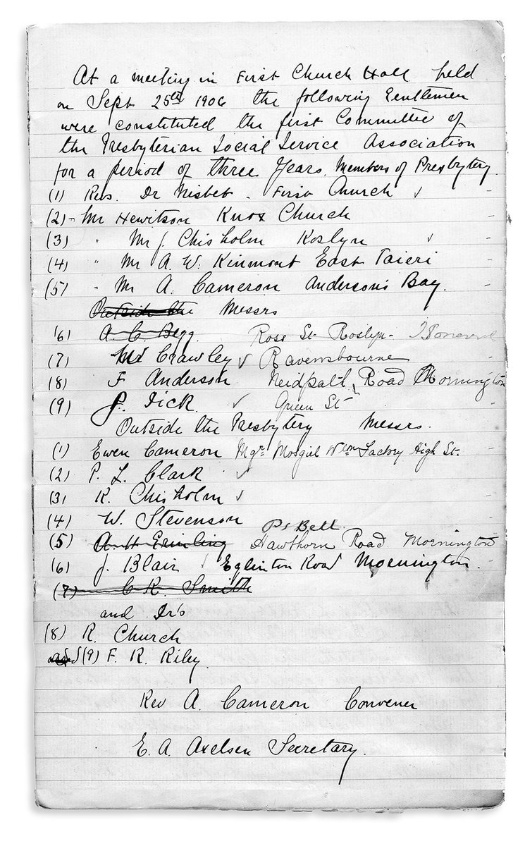 PSOtago's tweet photo. Happy New Year! For our first #mondaymemory in 2018 we're going right back to the beginning. Here is a portion of the minutes from the very first Presbyterian Social Service Association meeting, held in September 1906. #peoplehelpingpeople  ^WR https://t.co/TgotBTr7LD