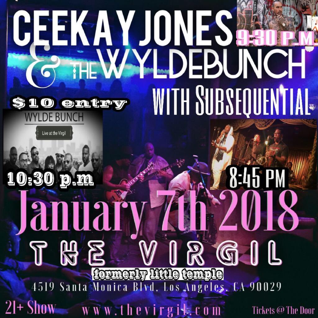 TheWyldeBunch's tweet photo. This is going to be a pretty Epic night we’ll be on stage backing @CeekayJones and alongside #Subsequentialmusic https://t.co/AWQ41q8nOH