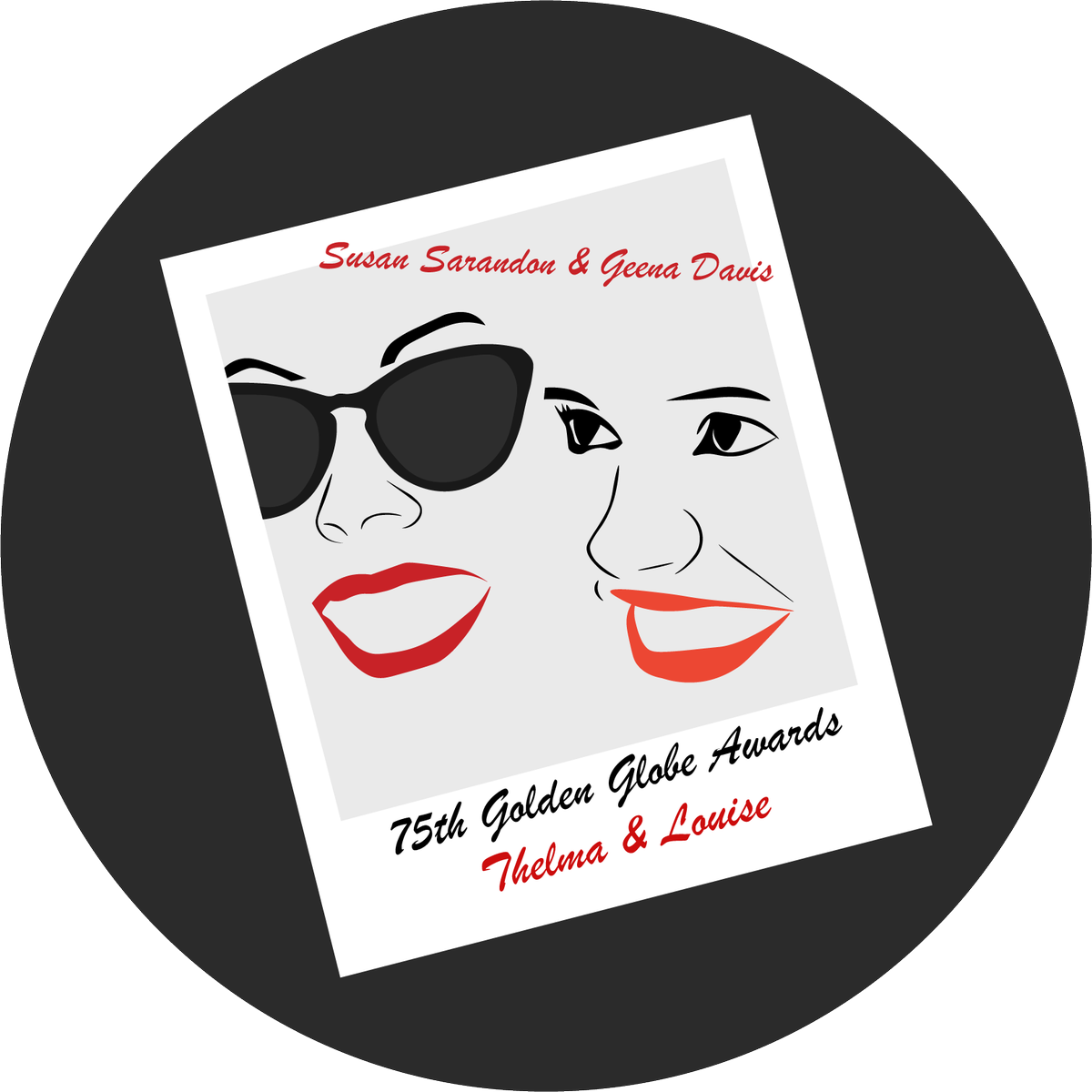 Revonens's tweet photo. Minimal vector @SusanSarandon and Geena Davis - Happy 75th birthday @goldenglobes! I can't wait #GoldenGlobes  #GoldenGlobes2018 https://t.co/rUAgFKIjEt