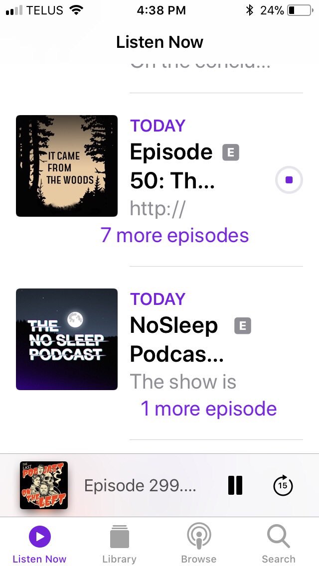 Quick! Head to iTunes to check out our new logo in your feed. Lookin Sexy #af! Alright. Here is a picture in mine, but go have a listen to the Woodys ep now available. #iTunes #NoSleepPodcast #LPOTL