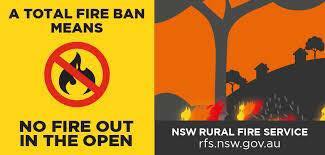 Reminder: Total Fire Ban remains in force today Monday January 8 on #CentalCoast