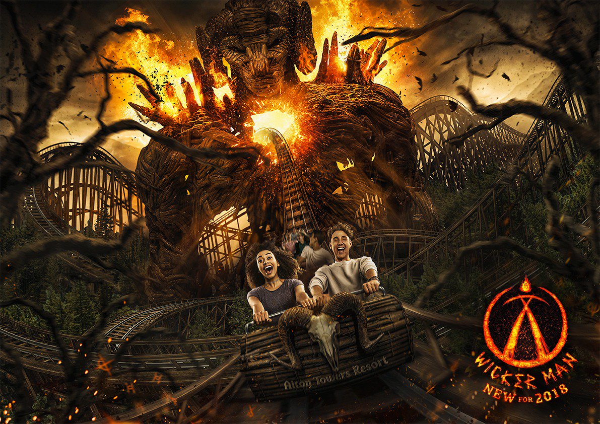 altontowers's tweet image. UNEARTHED 2018 - Wicker Man: the world’s first rollercoaster experience fusing wood and fire. wickerman.com