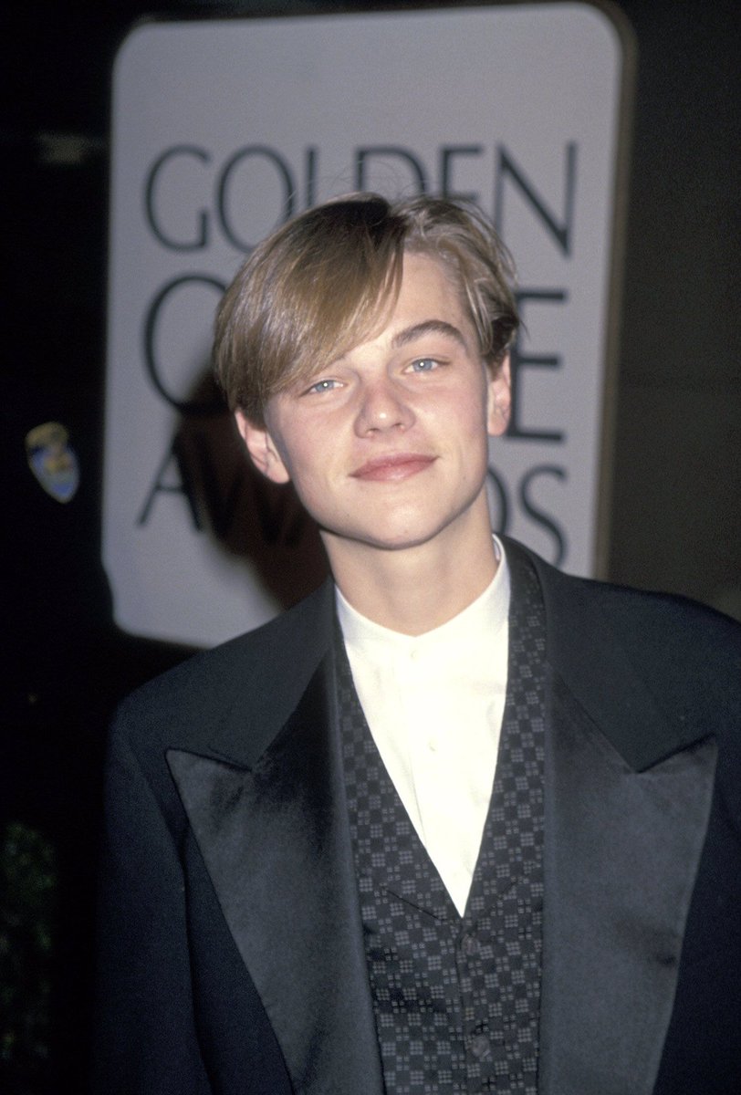 cuItcinema's tweet photo. leonardo dicaprio at the 51st golden globe awards in 1994, he was nominated for best supporting actor for his performance as arnie grape in what's eating gilbert grape https://t.co/xE9XM0B0o4