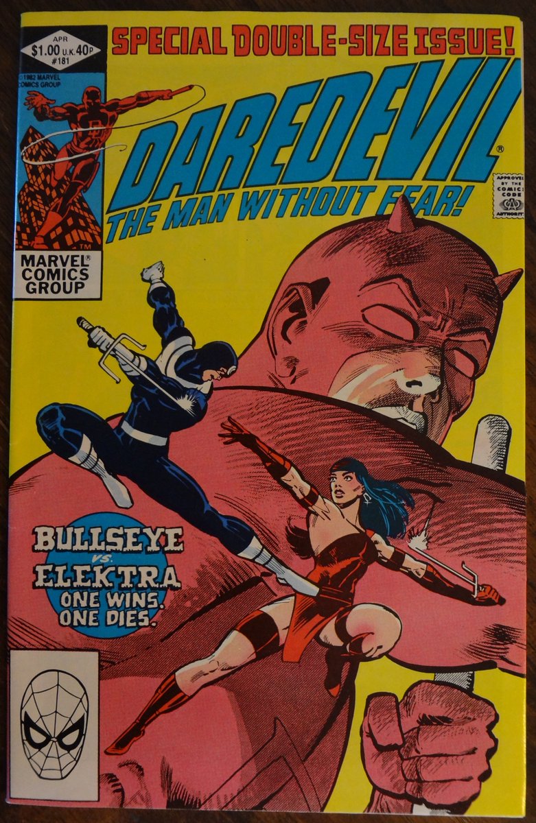 GrabAComic's tweet photo. DAREDEVIL 181 NM April 1982 Marvel Comics FRANK MILLER - Story &amp; Art Classic Bullseye Kills Elektra KEY 

#GrabAComic #Daredevil181 #FrankMiller #Elektra #Bullseye #MarvelComics https://t.co/Q15yBVtucC