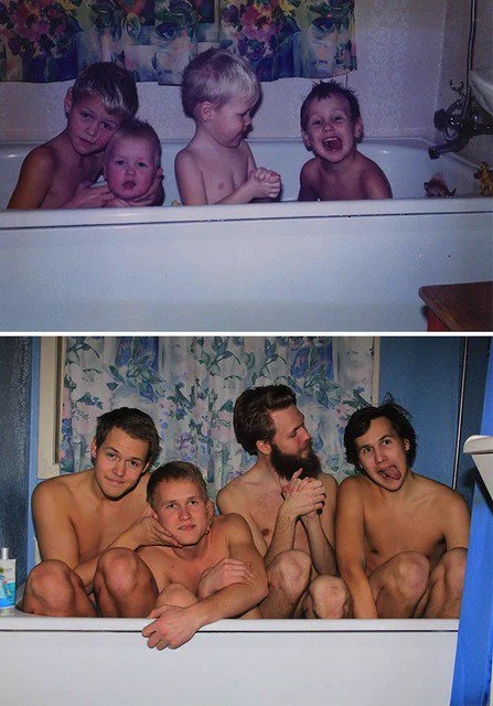 月日の流れが、より一層感じられるｗｗｗ　昔と同じ構図で撮った写真が面白い！！