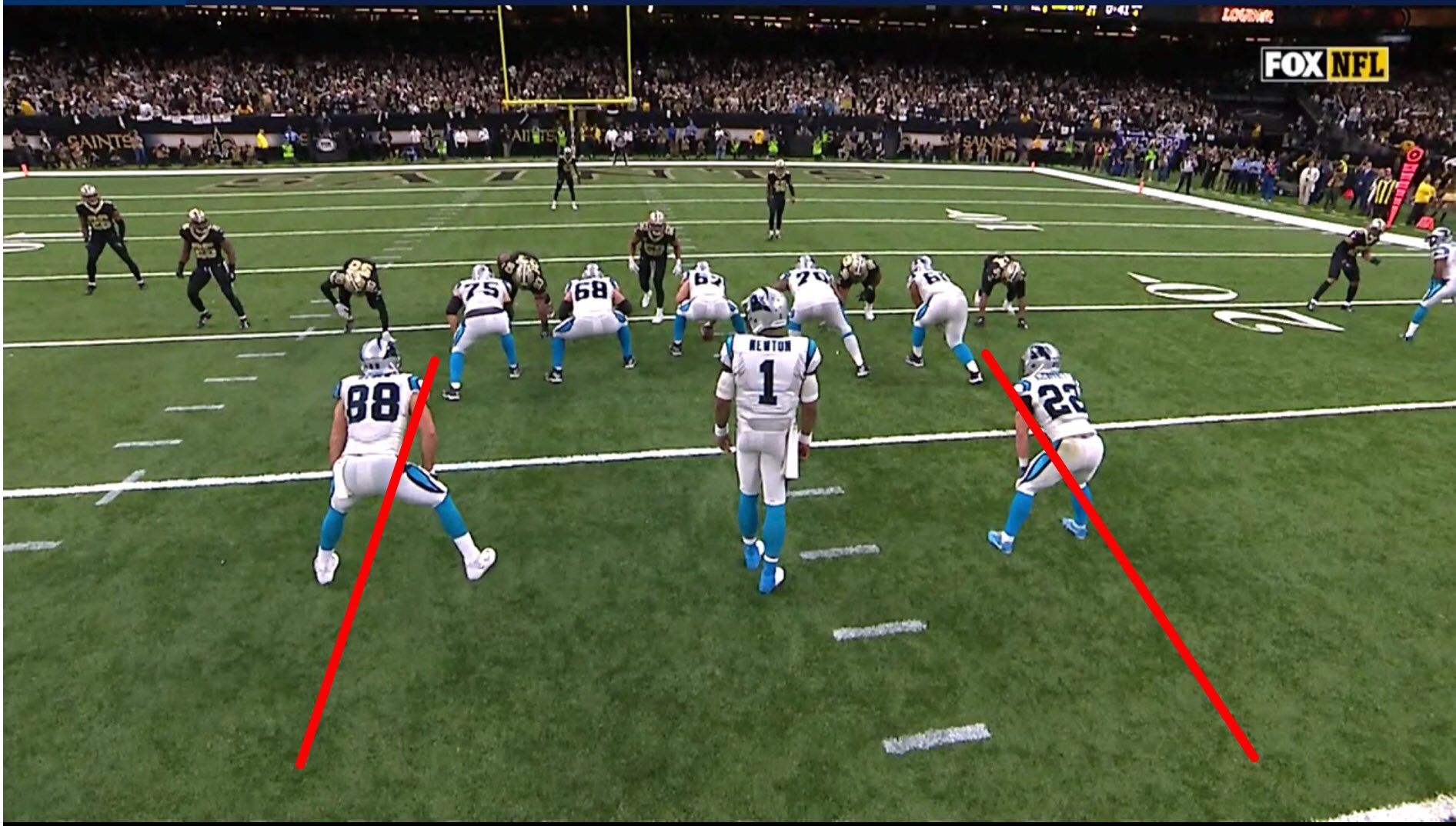 dg on X: A good 2-3 yards outside the Tackle box when he throws it.   / X