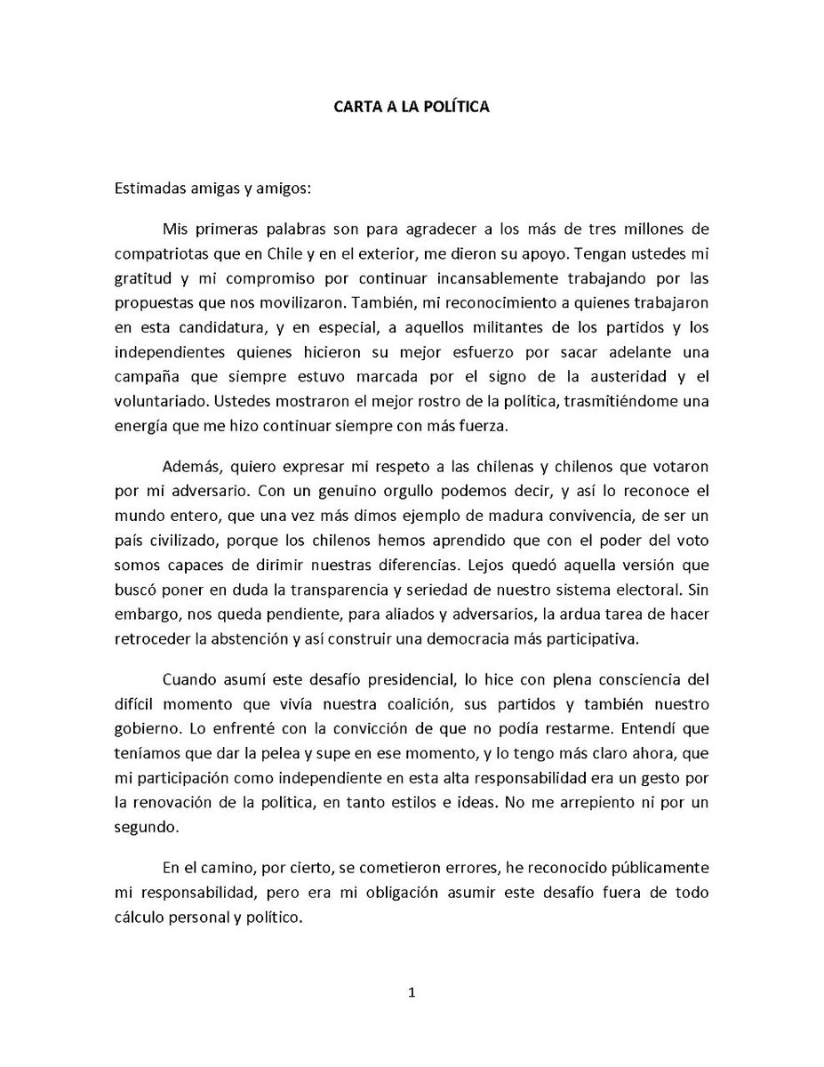guillier's tweet photo. Les dejo mi Carta Abierta a la Política Chilena. Un llamado a la reflexión. https://t.co/zKygyifIpR