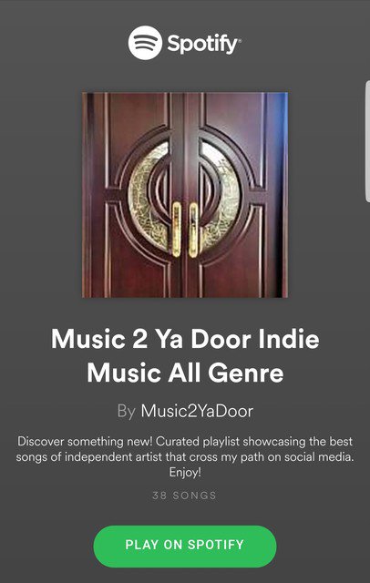 Now in rotation on Spotify! Discover something new featuring artists like:

@EvrythingOshaun <a href="/brianmackeynyc/">Brian Mackey</a> <a href="/musicatalysts/">Team Shalini (Musicatalysts)</a> <a href="/abrinamusic/">.</a> @enfenita <a href="/traedonya/">TRAEDONYA!</a> @ms_stalkerkitty

#Music #IndieMovement #IndieMusic #Performer #Tunein #NewMusic #NewSongs #GoodMusic #Listen