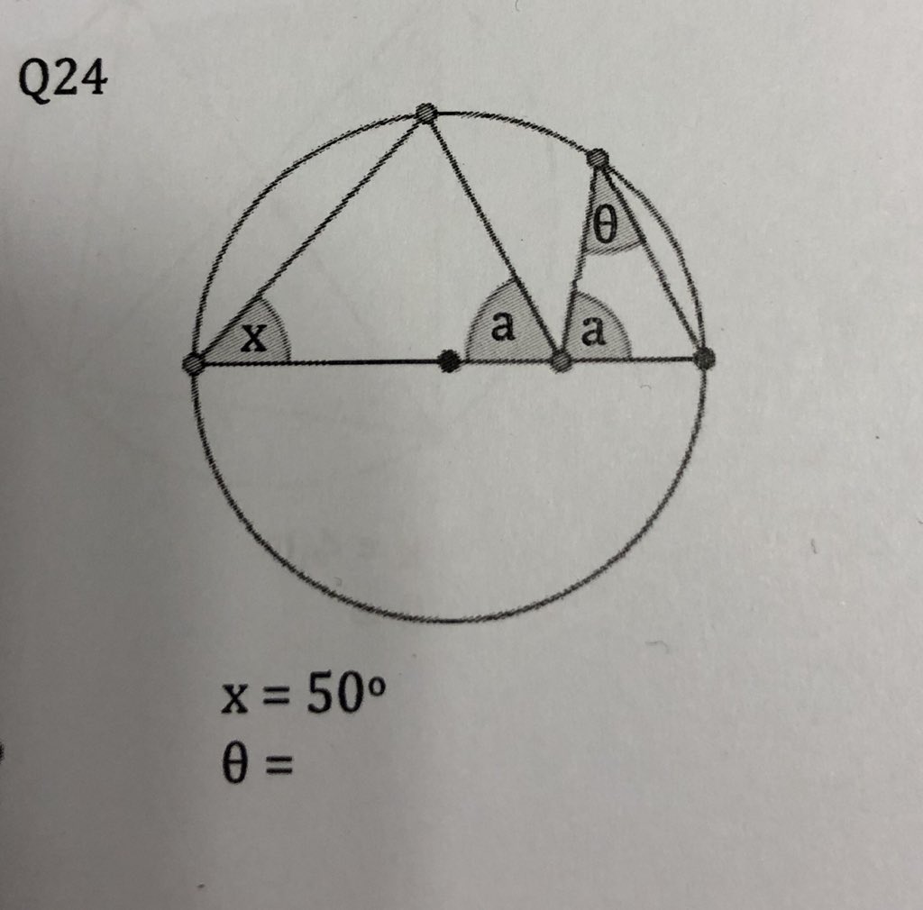MissBLilley's tweet photo. Does anyone have any thoughts on this #circletheorem question please? :) https://t.co/SzHzFdrTKh