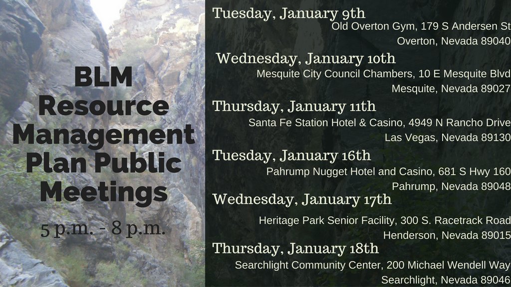 The Bureau of Land Management's Resource Management Plan public meetings begin next week. Find the one closest to you and attend to voice your opinions on how to best #protectGoldButte