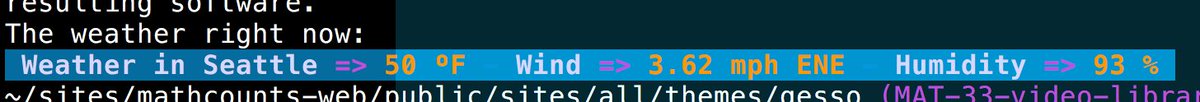 codeslikeagirl's tweet photo. Ansiweather: when you can't be bothered to load a browser tab. https://t.co/VrxtwsyJgw https://t.co/9jlaOX0Pgc