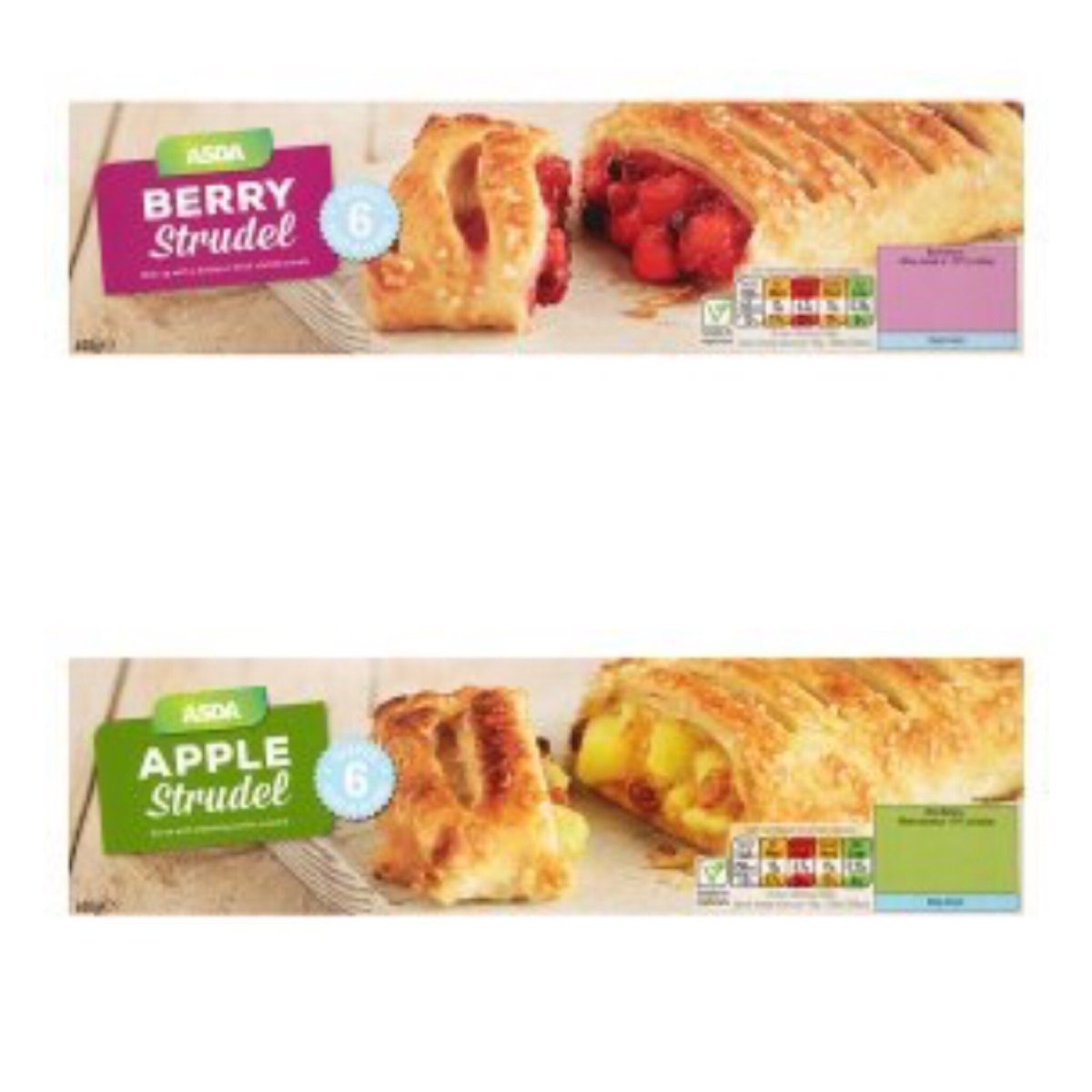 These Betty Crocker icings, thorntons ready mixes, Asdas berry and apple strudels, Aunt Bessie's apple crumble are vegan 