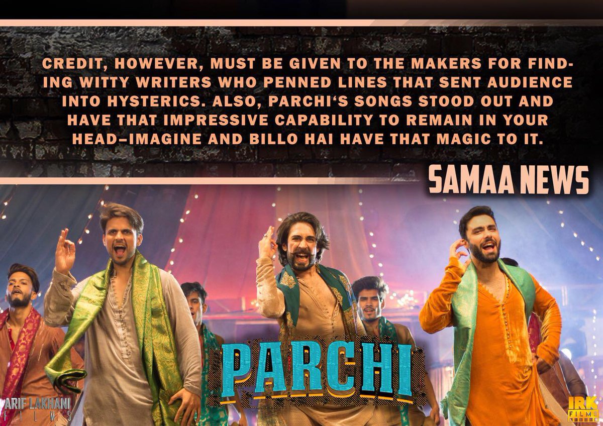 ParchiTheMovie's tweet photo. Credit, however, must be given to the makers go finding worry writers who penned lines that sent the audience into hysterics - Writes SAMAA NEWS!
#Parchi #5JAN2018

Parchi releasing in USA and Canada on 12th January 2018!
Parchi releasing in France on 19th January 2018! https://t.co/Do8HxOPZXz