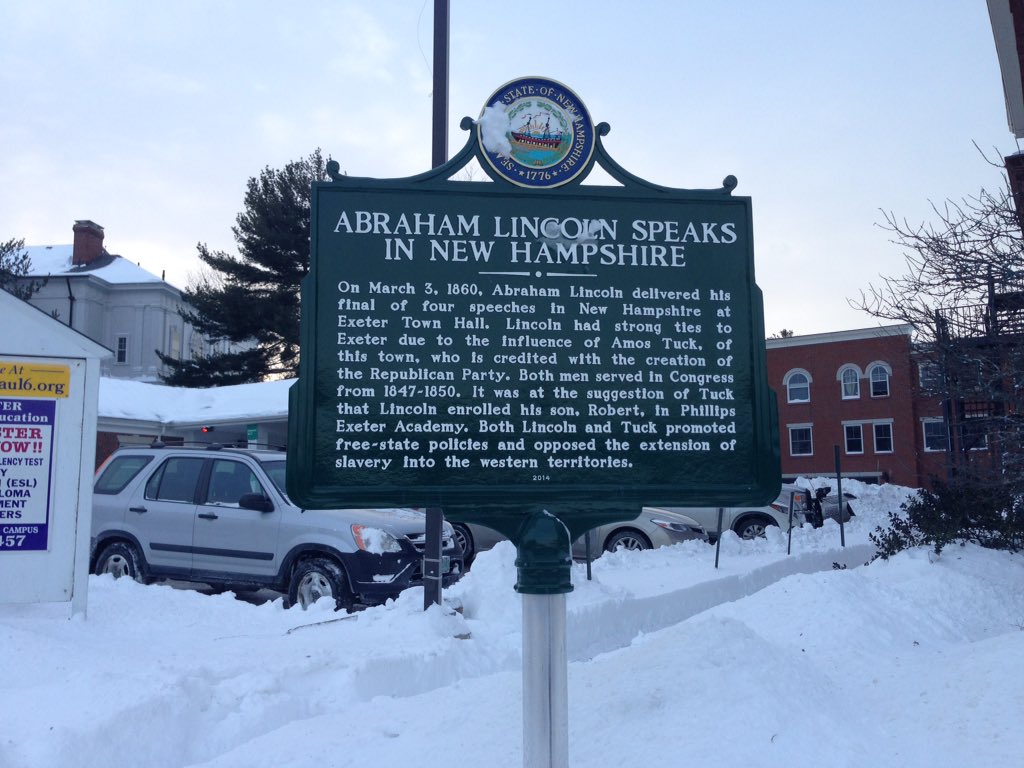 visitexeternh's tweet photo. Abraham Lincoln and soon @amandakbrinkman , Exeter Town Hall. #MyExeter #smallbusinessrevolution #laststopExeter https://t.co/aXkAwVjQ96