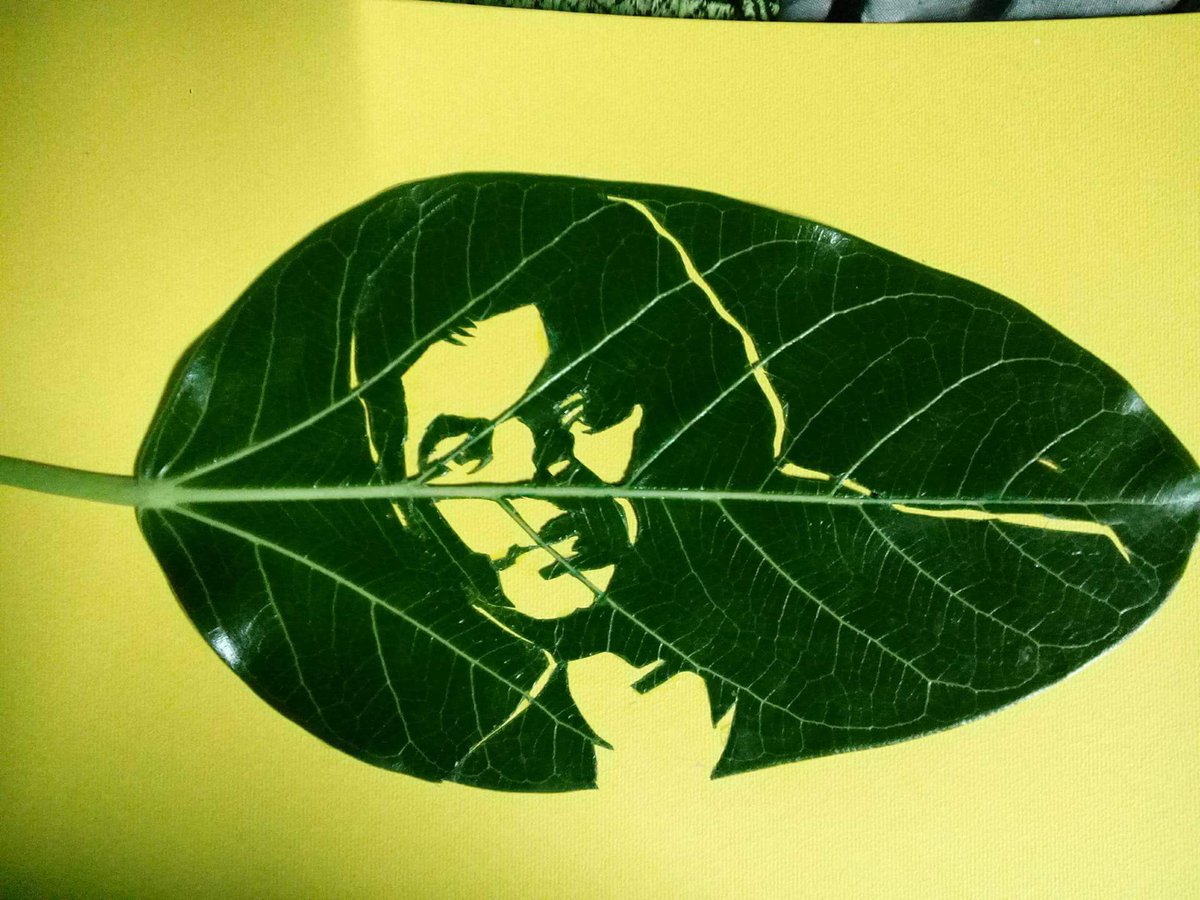 deepanart's tweet photo. #HBDARRahman It's my small art work for you sir @arrahman @Atlee_dir @iamHSG29  #leafArt #DeepanSaArt https://t.co/QUpEFJBZ3D