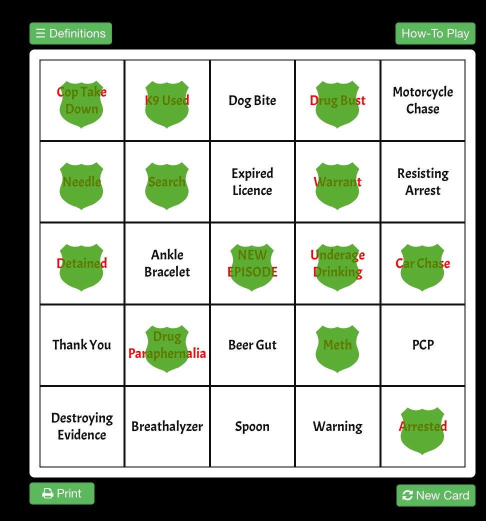 #livepd #livepdnation #LivePDbingo Wifey hits bingo in the new year too! w00t wifey!!!