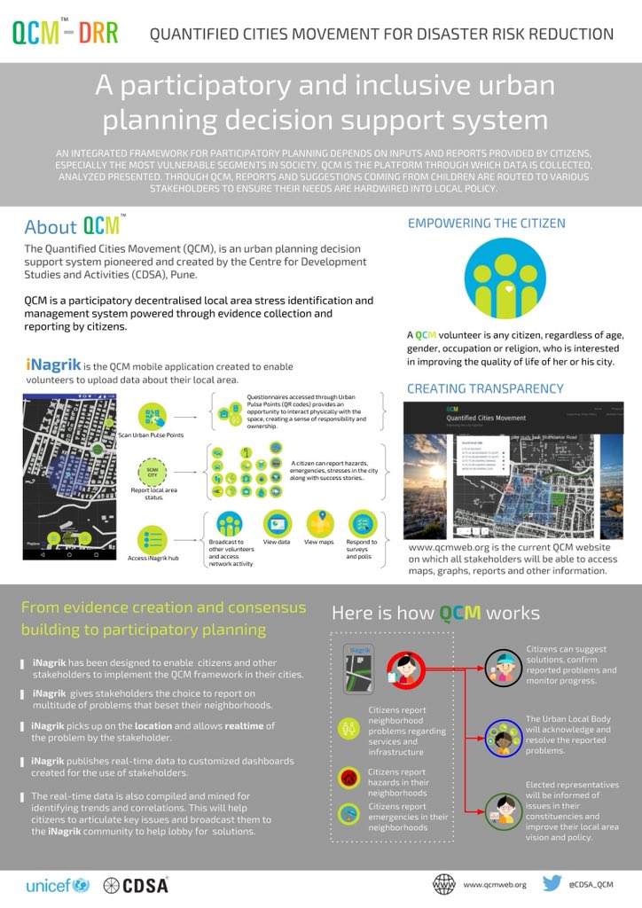 #iNagrik powers the #qcm framework. #qcmdrr is just one way in which cities can use the power of iNagrik! Enabling #citizens to create evidence for better #urbanplanning and #urbanmanagement. #cdsa #pune @aneetabenninger