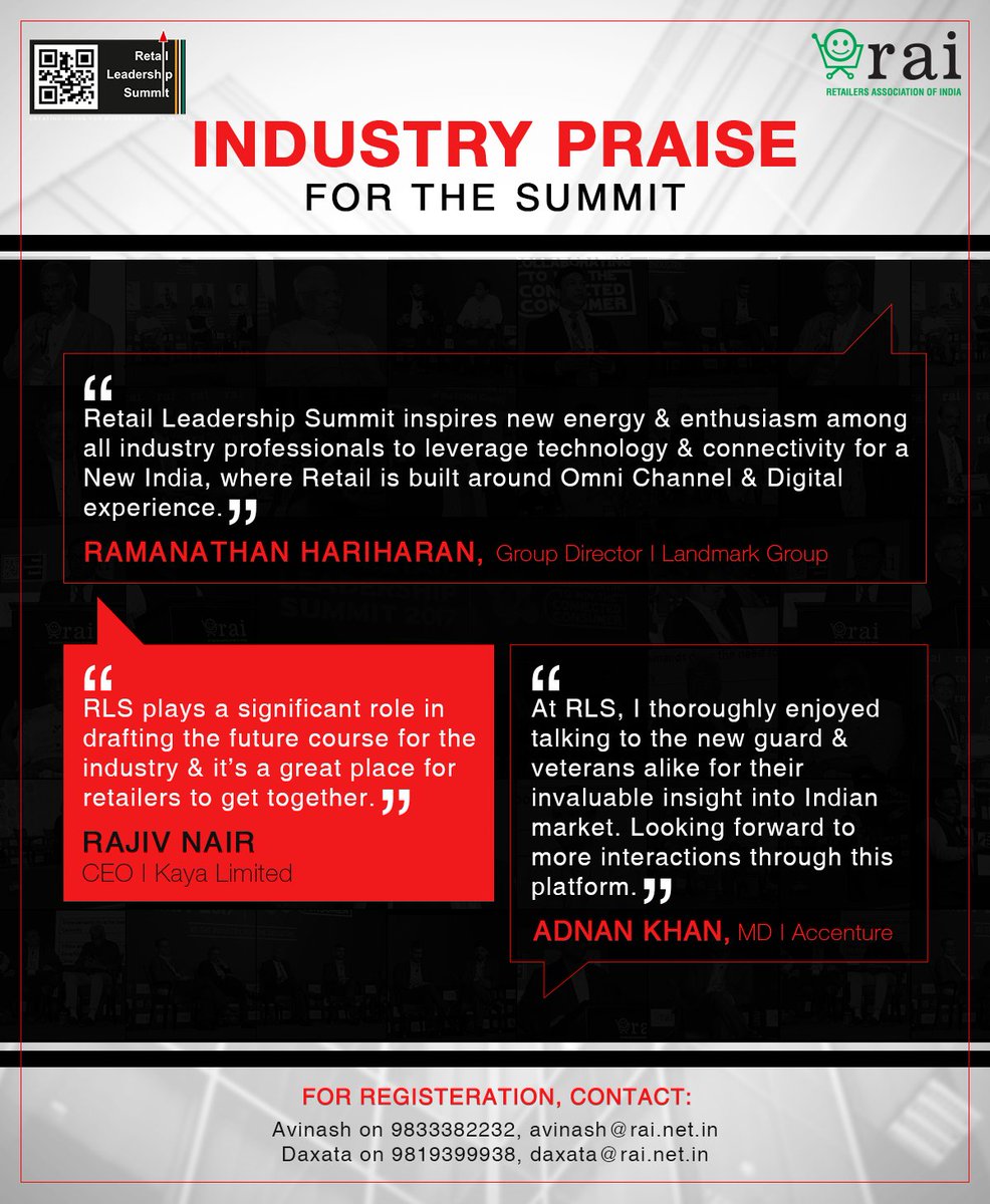 rai_india's tweet photo. Let's a take look at the words of appreciation received from the #Retail industry legends for #RLS2017. https://t.co/HHzgJq5tPx