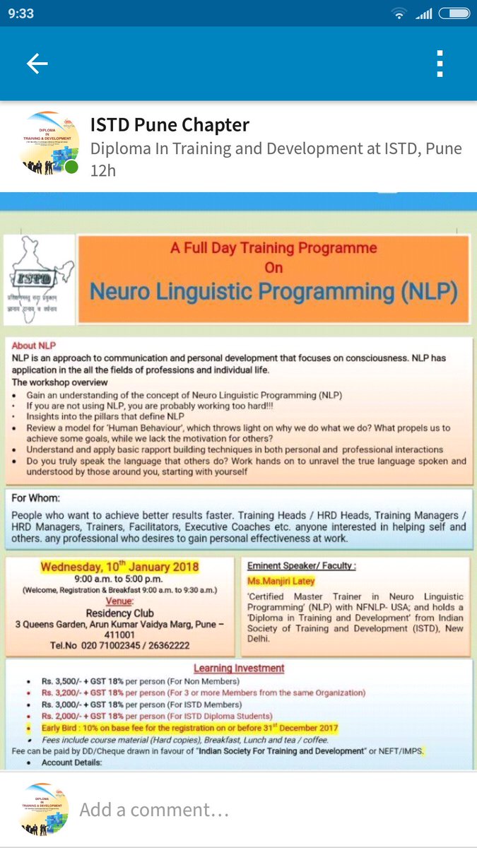 istdpunechapter's tweet photo. Open Program of Indian Society for Training and Development, Pune Chapter https://t.co/RcjD68qctQ