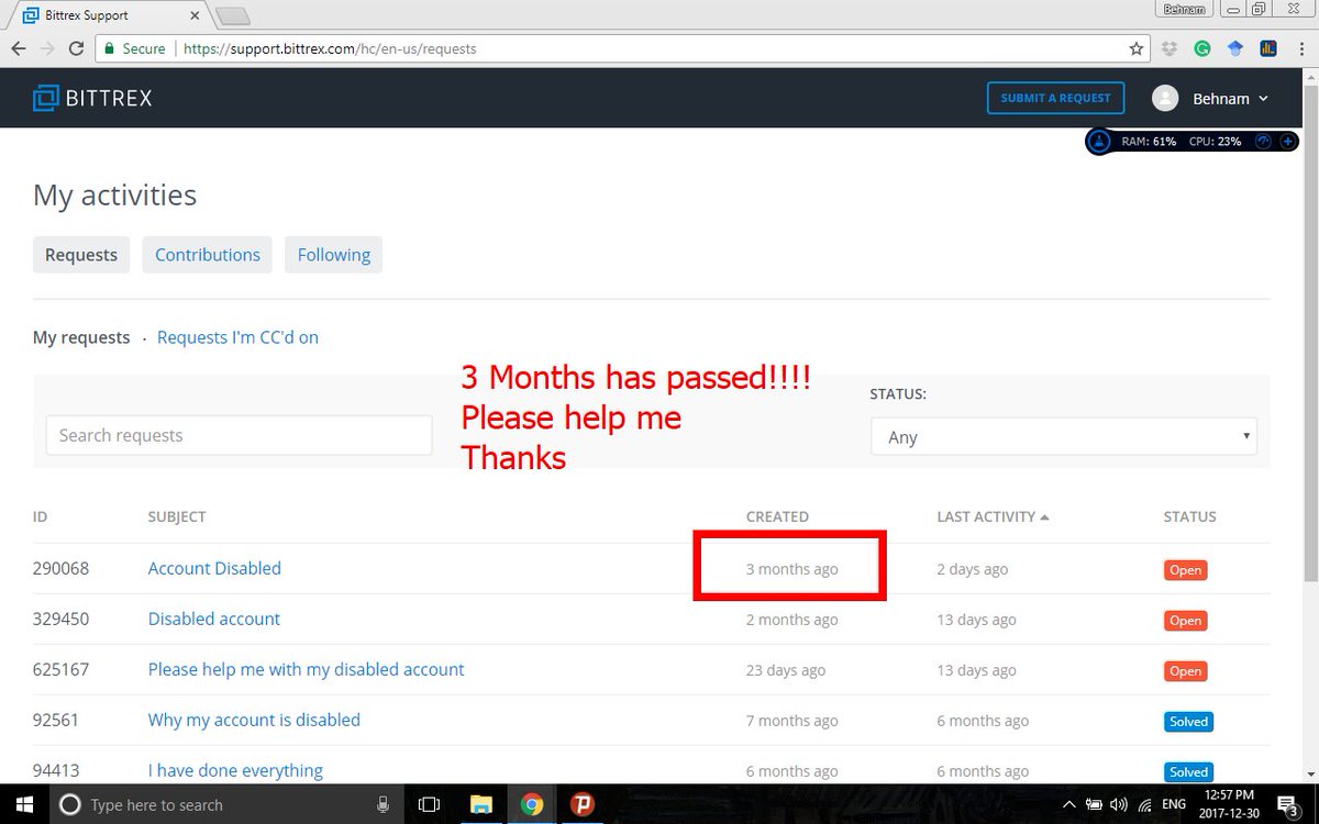 Cryptocoin_Inf's tweet photo. @BittrexExchange @BittrexExchange Dear Bittrex team,
It is more than three months that my account has been disabled. Please help me in this regard. Support Ticket #290068
please see the below picture
 #bittrex_disabled_accounts #Bittrex  #BittrexTrouble https://t.co/zYqQwVh8RO