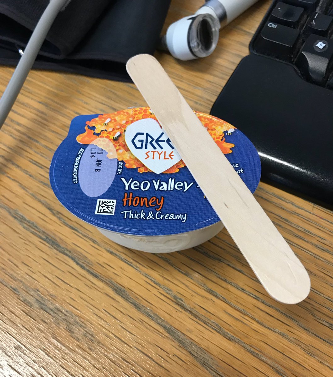 Dr_A_Rashid's tweet photo. use this tongue depressor to eat your yoghurt as the clinic is extremely busy and you have no time to get a spoon #realisticOSCEs https://t.co/bF4SdiI2Sg