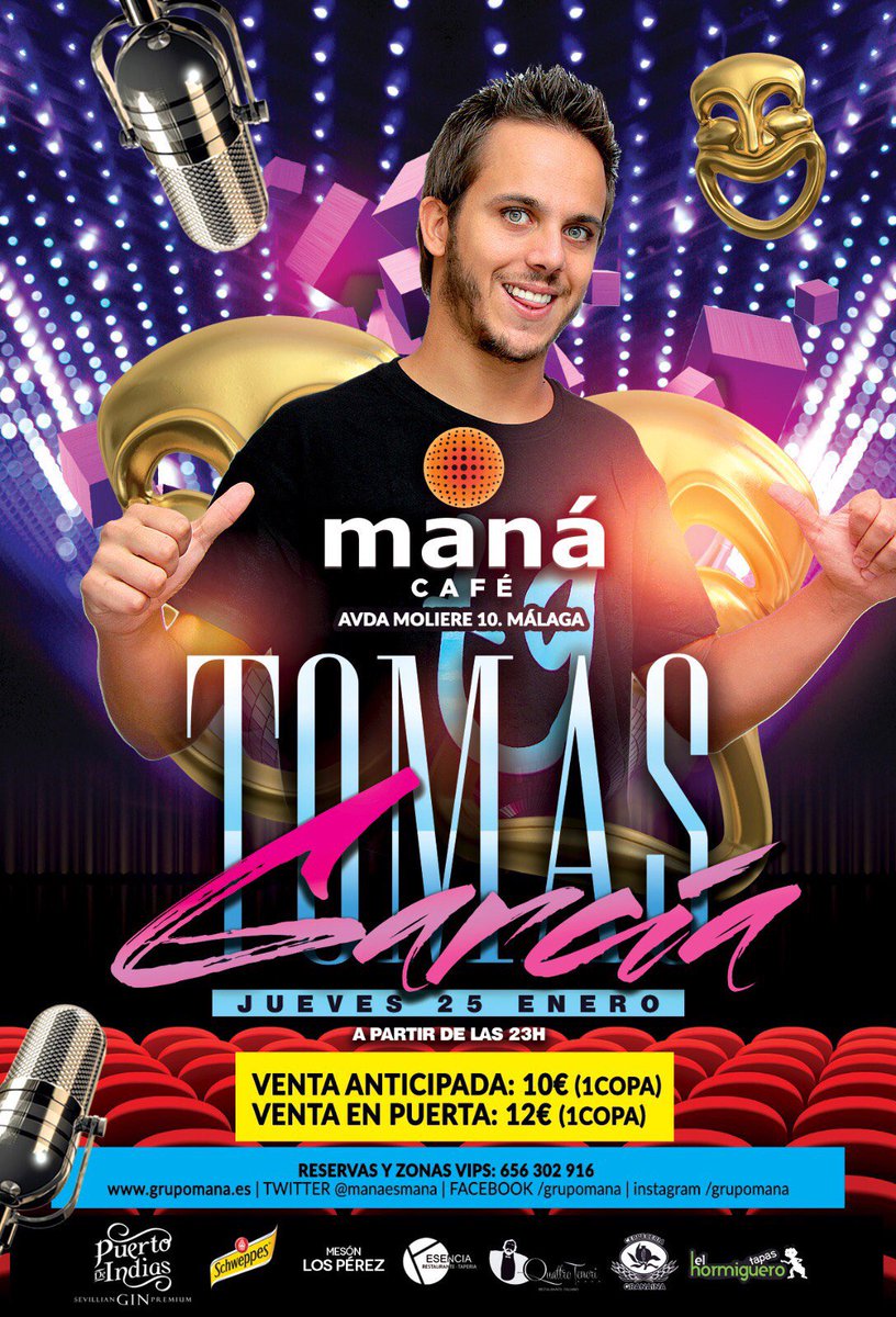 TOMÁS GARCÍA en Maná Café. 
Jueves 25 de Enero 23hs 
Consigue ahora tu entrada anticipada en Maná Café.
Risas aseguradas en el mejor ambiente. #siempremaná  <a href="/TomasGarciaTG/">TOMÁS GARCÍA SERRANO</a>