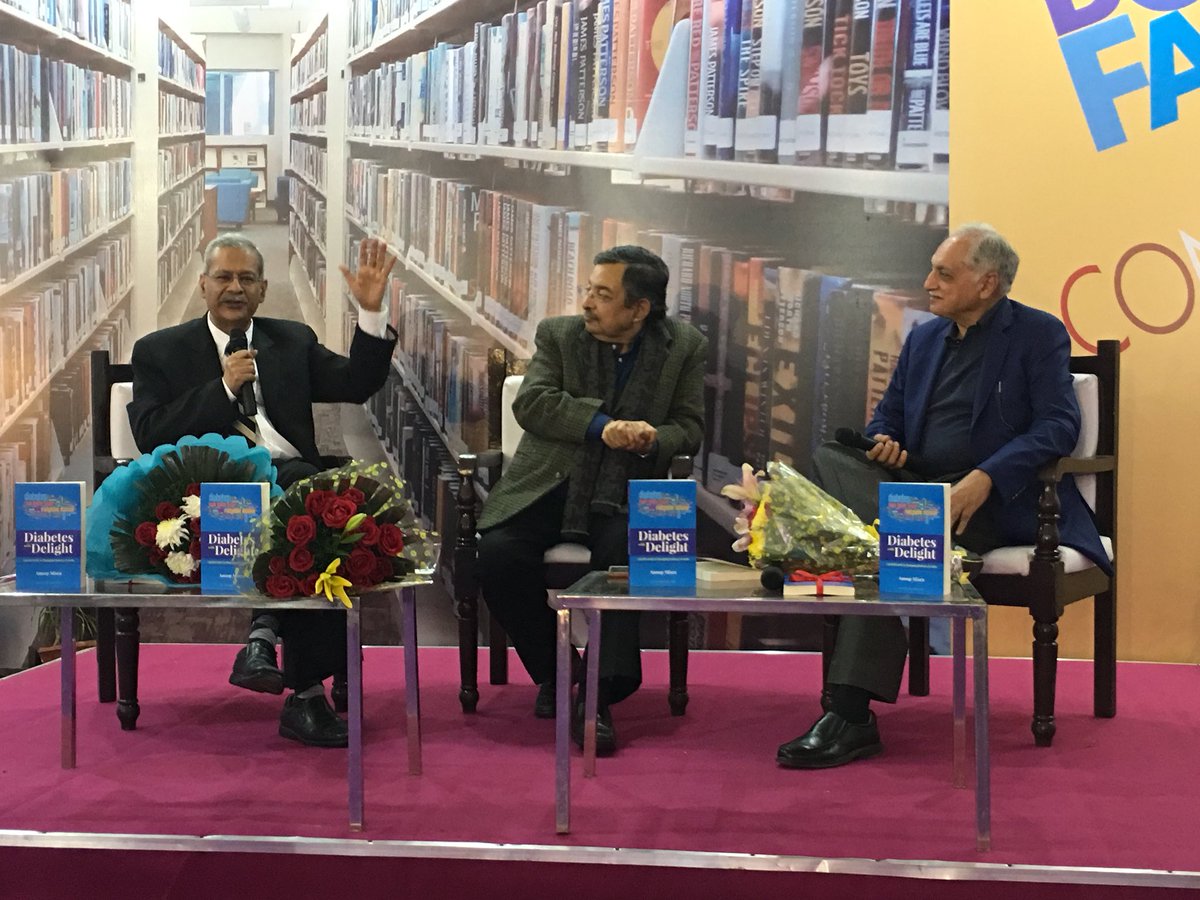BloomsburyIndia's tweet photo. #BloomsburyAtWBF18 ‘Low sugar is more dangerous than high sugar’ - @docanoopmisra .Read ‘Diabetes with Delight’ for more such facts. Available now! https://t.co/74wUYnII0O