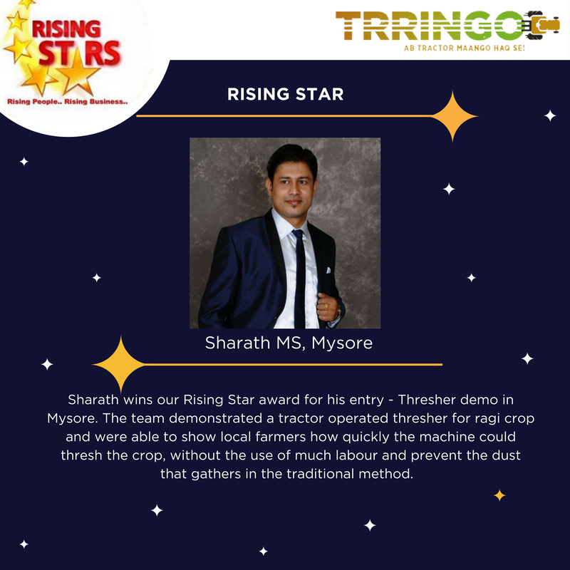 TrringoFarm's tweet photo. #RisingStarOfTheWeek | Sharath MS of Mysore wins our Rising Star award for his success story that solved the threshing problem faced by Ragi farmers in the Mysore region. https://t.co/v3ot2XfLwx