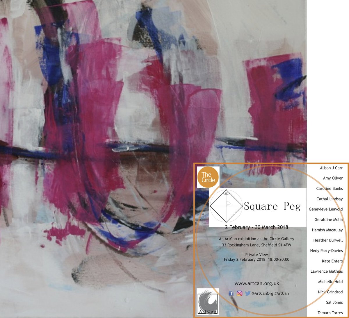 artmoleto1's tweet photo. Looking forward to upcoming #exhibition of our #artist @holdm4 at @circle_gallery starts feb.2 in Sheffield curated by @KateEnters and Nick
@artcanorg  ‘snapshots’ in time and with a whimsical nod to #artists sometimes feeling like ‘square pegs’ in the circle that is society. https://t.co/zcPTm0faSI