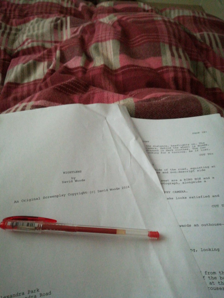 OneDavidWoods's tweet photo. Right, time to get to work. Need to lick this mutha into shape. #script #featurefilm #scriptedit #workinginbed https://t.co/ANc9xaeRF9