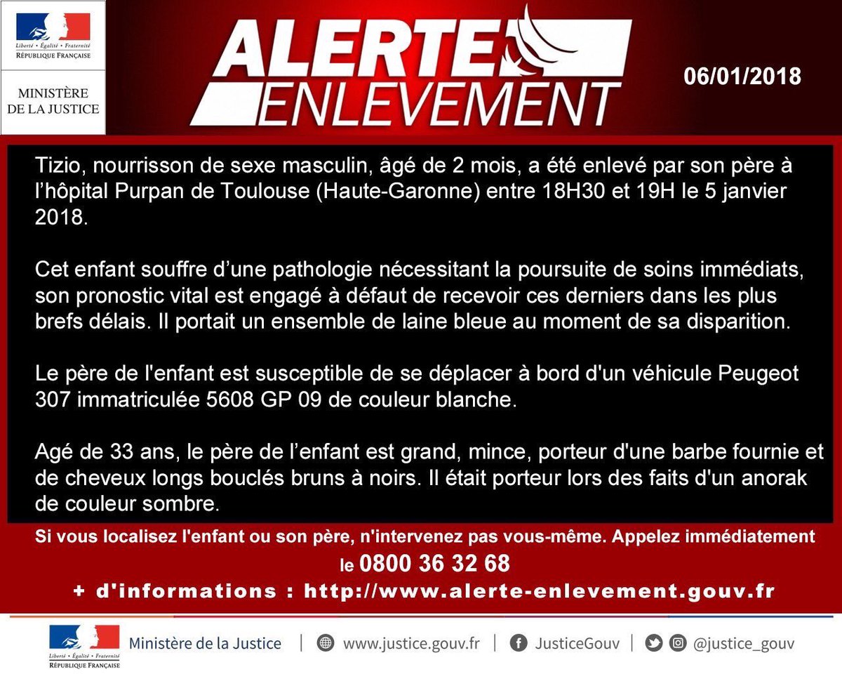 PaulKabesa's tweet photo. 🔴ALERTE ENLÈVEMENT 🔴 ! Un maximum de RT pour la vie de ce bébé. #alerteenlevement #HauteGaronne https://t.co/Bdu4G9DtgQ