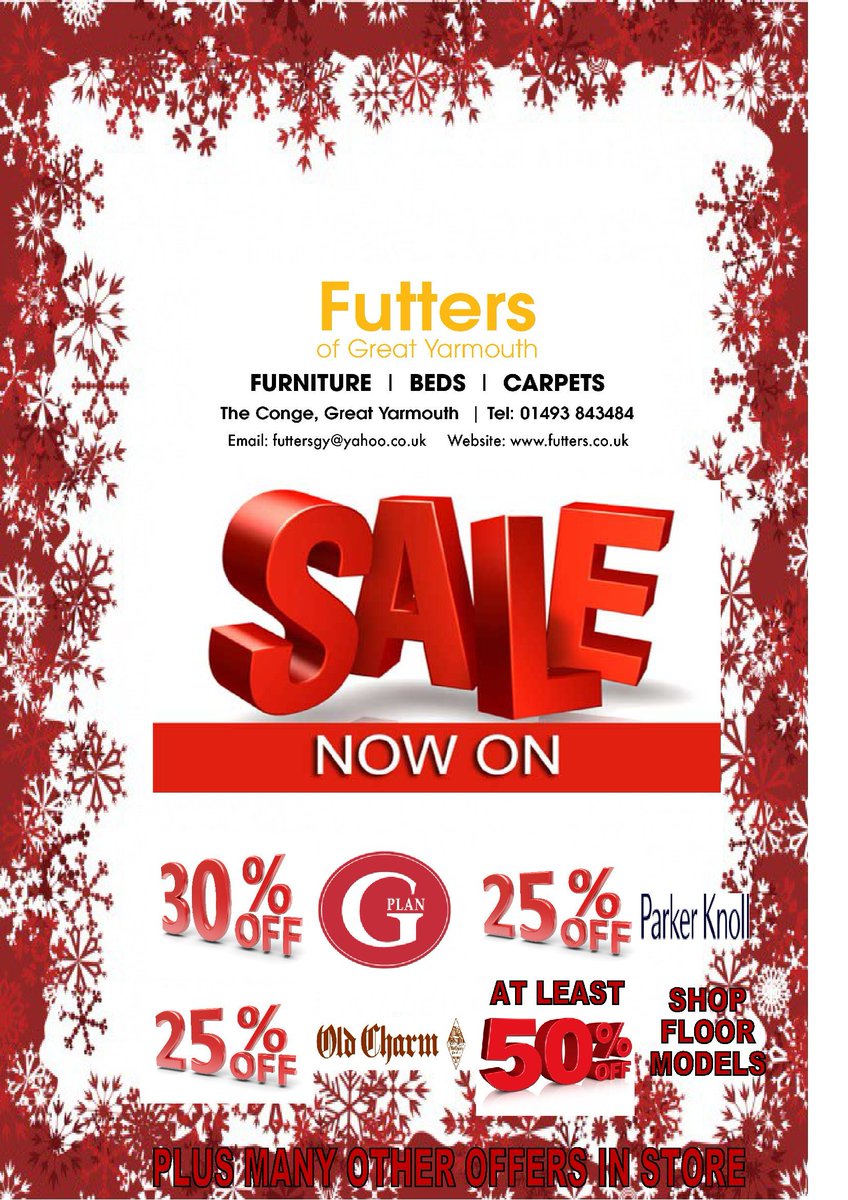 FUTTERS WINTER SALE NOW 
DONT MISS THESE GREAT OFFERS