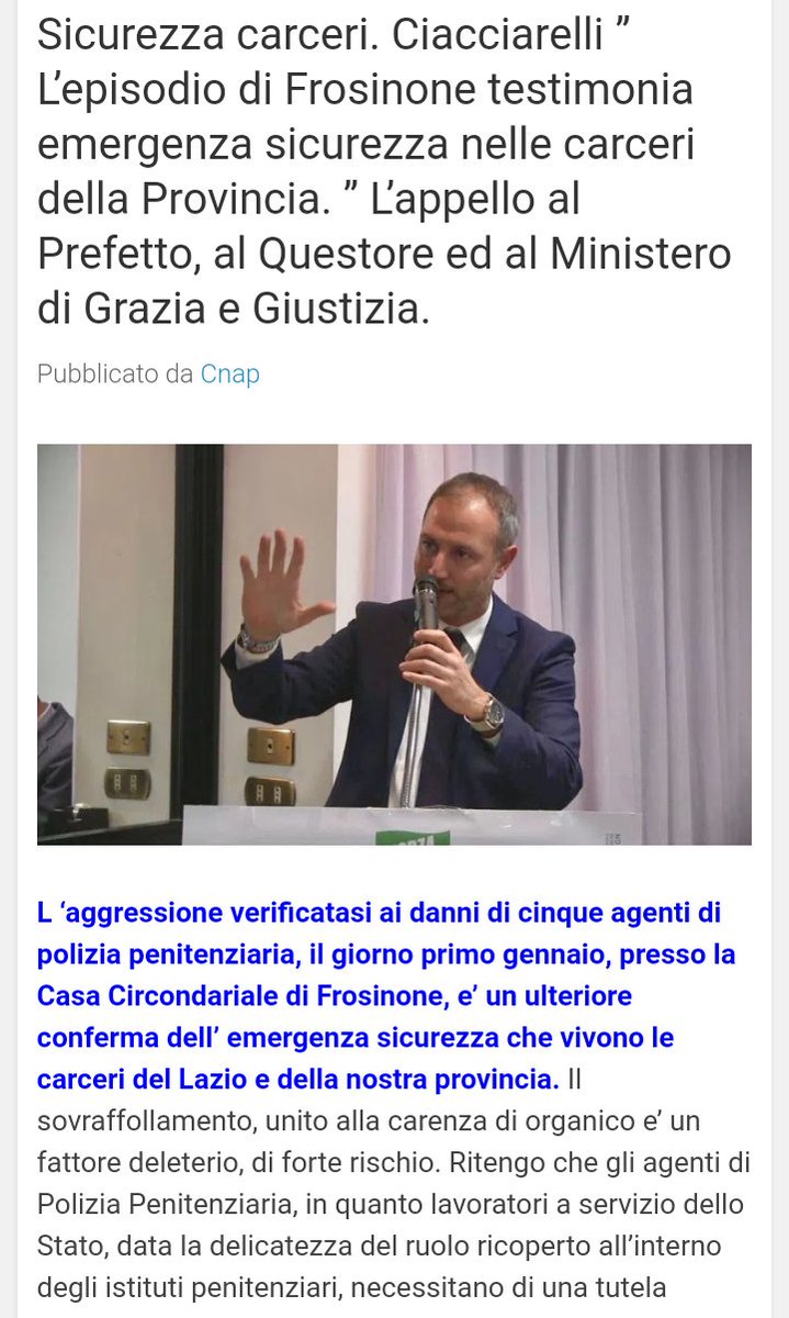 PasqualeCiaccia's tweet photo. #RassegnaStampa #sicurezza #carceri #Frosinone #Lazio #sovraffollamento #MinisteroGiustizia #PoliziaPenitenziaria #agricoltura #compartoagricolo #sviluppo #Corriamoversoilcambiamento
Vi allego i link nel commento https://t.co/mKmNyKubhk