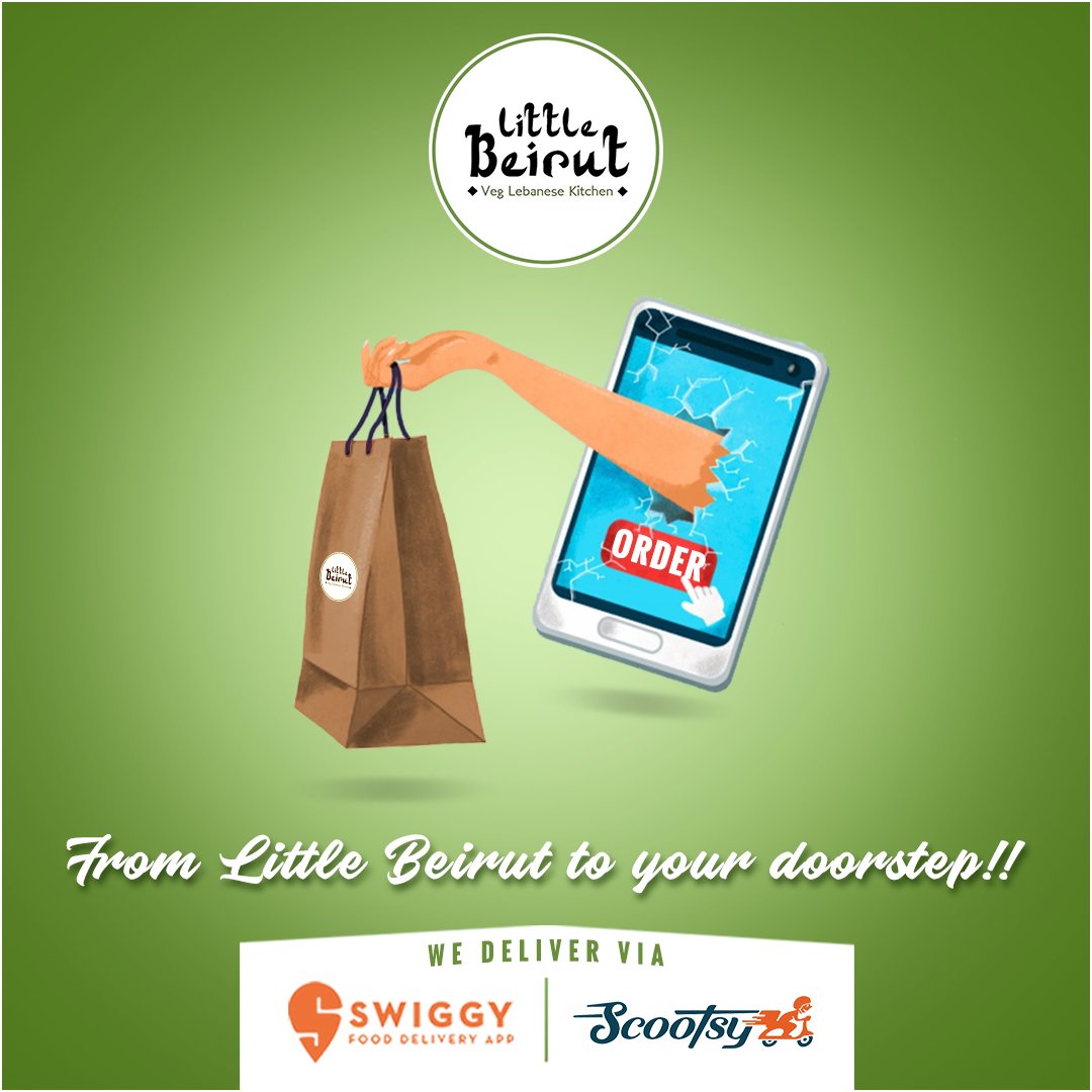 LittleBeirutIn's tweet photo. From Little Beirut's kitchen to right at your doorstep. Enjoy the authentic Lebanese food from the comfort of your home. Go ahead and order now your falafel, hummus &amp; pita chips fix! 
#Scootsy: https://t.co/ZQsh29FK2h  
#Swiggy: https://t.co/8LFsQNyTxa https://t.co/cTQdJYIFAZ