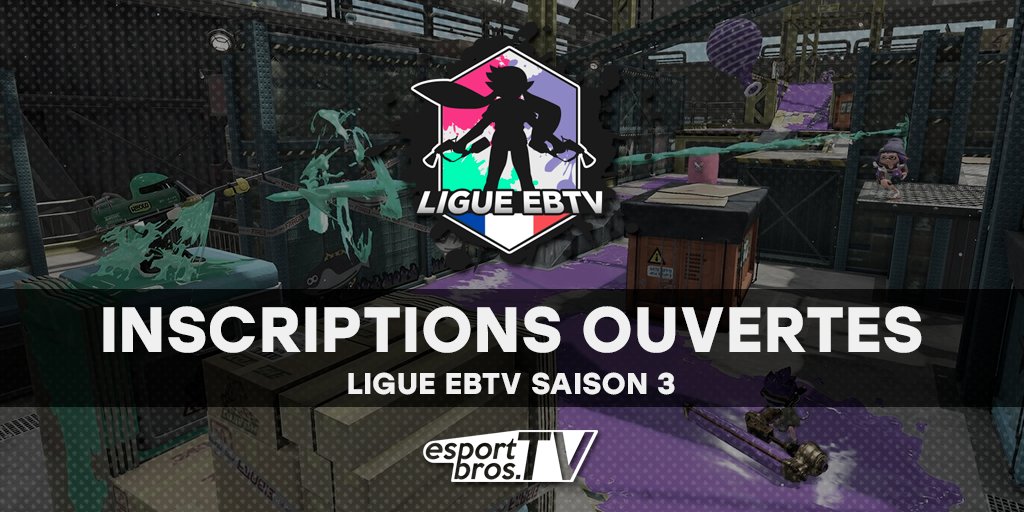 eSportBrosTV's tweet photo. Il reste jusqu'à vendredi 20h pour s'inscrire à la saison 3 de la Ligue EBTV #Splatoon2 ! Vous pouvez encore rejoindre les plus de 65 équipes qui sont de la partie pour jouer un match #eSports chaque semaine au sein de leur division.
+ d'infos : https://t.co/Qv2pON88kT https://t.co/9HdbdRjpkb