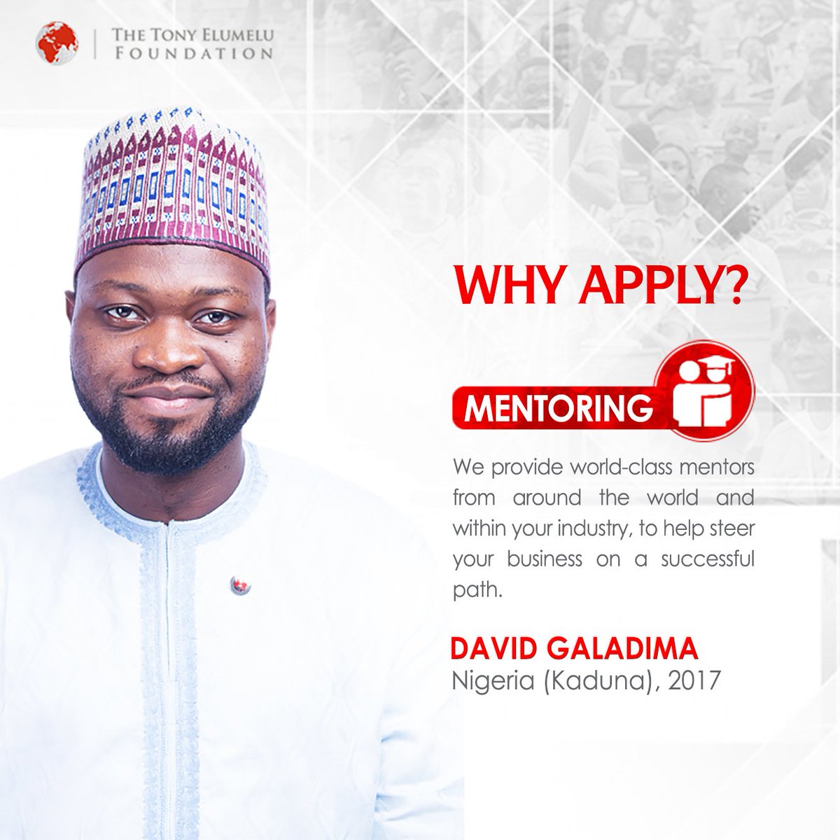 TonyElumeluFDN's tweet photo. Mentoring is key to all #AfricanEntrepreneurs. This is why it is a key pillar for us at #TEF. #AfricanEntreprneeur, here's a chance for you to be paired with a mentor. Click here to apply: https://t.co/qB1u6cKhSn https://t.co/emuaoOEqbn