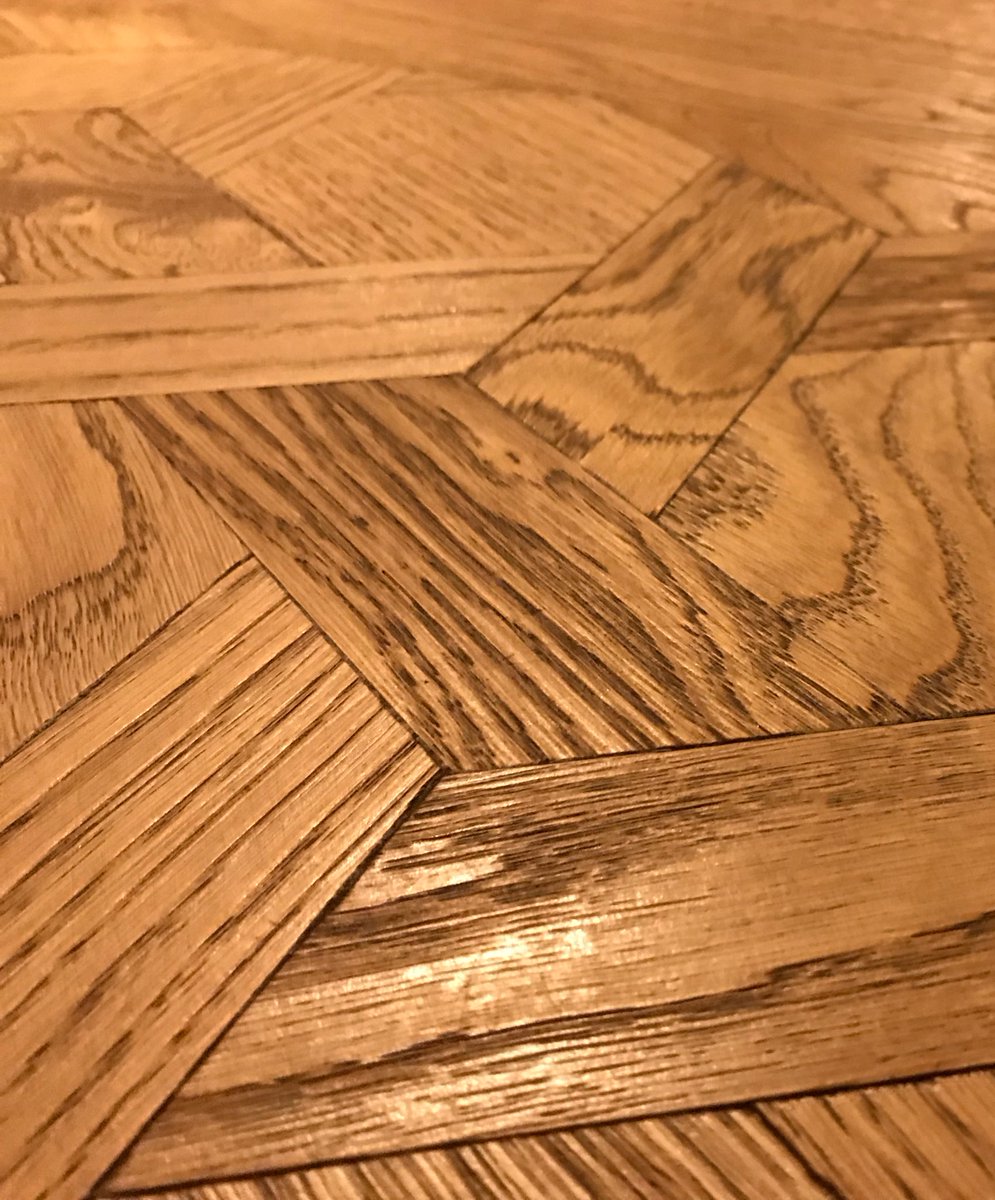 Carpetage's tweet photo. Something completely bespoke, hand cut, finished on site, using new technology. With market leaders @UzinLtd @havwoods @PallmannUK  @HansonPlywood Not to everyone’s taste but nice to do something different with wood. https://t.co/MukWD5MkGj