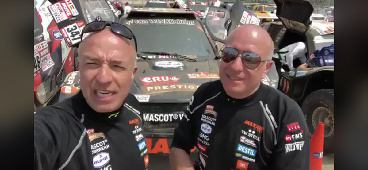 Have Fun <a href="/TimCoronel/">Tim Coronel</a> &amp; <a href="/TomCoronel/">Tom Coronel</a> 
<a href="/dakar/">DAKAR RALLY</a> #2018 Begins 👍💪
i ❤️ it 😎 #TheBeast 
<a href="/burandomaritime/">Burando Maritime</a> 
<a href="/kaasvoorkerels/">Kaas voor Kerels</a> 
<a href="/twsteel/">TW Steel</a> 
<a href="/mascotworkwear/">MASCOT® WORKWEAR</a> 
@MaxxisDakarTeam 
@EurolBV 
<a href="/JBLaudio/">JBL</a> 
<a href="/nofearenergyNL/">No Fear Energy Drink</a> 
<a href="/DESTILBV/">DESTIL</a> 
<a href="/RTLGP/">RTL GP</a> 
@AllsecurNL