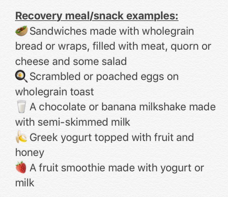 Evidence shows that eating a combination of protein and carbs (in a ratio of about 1:4) post-training promotes muscle repair and enables faster recovery than carbs alone 💪🏼 See the pic below for some ideas #recovery #nutrition