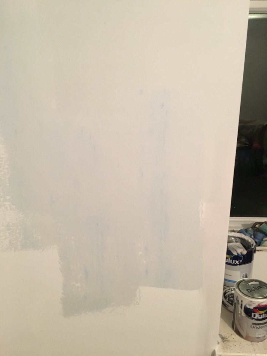 s_pickavance's tweet photo. @duluxuk when you buy rock salt grey paint and end up with baby blue ? Should this happen ? https://t.co/zE9ufONAvE