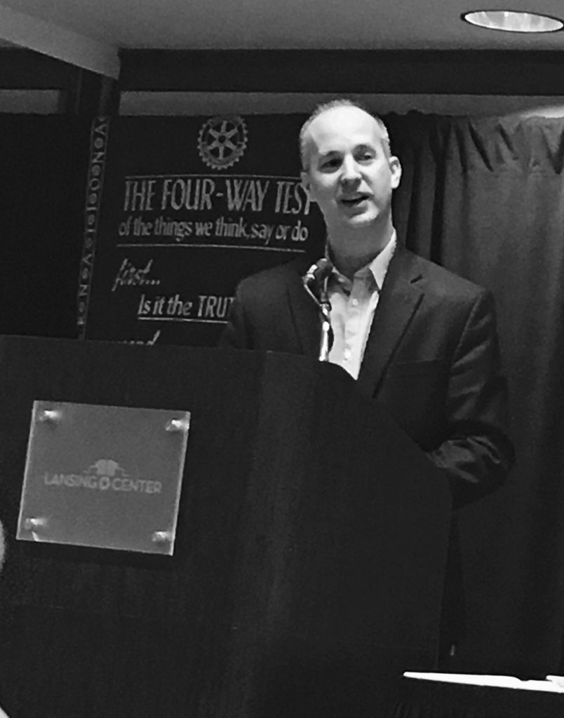Lansing’s new Mayor <a href="/andyschor/">Andy Schor</a> was our speaker at yesterday’s Rotary meeting.  “Lansing’s time is NOW,” he said, and the optimism in the room was overwhelming!