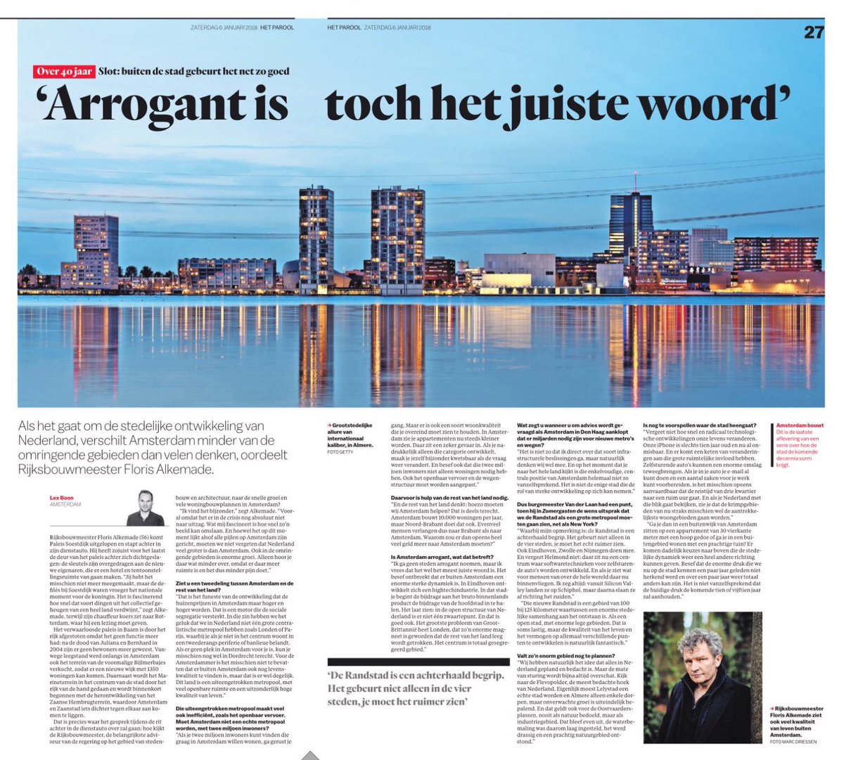 rijks_adviseurs's tweet photo. Rijksbouwmeester Floris Alkemade vandaag in @parool over de stedelijke ontwikkeling van Nederland: "De Randstad is een achterhaald begrip. Het gebeurt niet alleen in de vier grote steden, je moet het ruimer zien." https://t.co/jnieLC83sf
