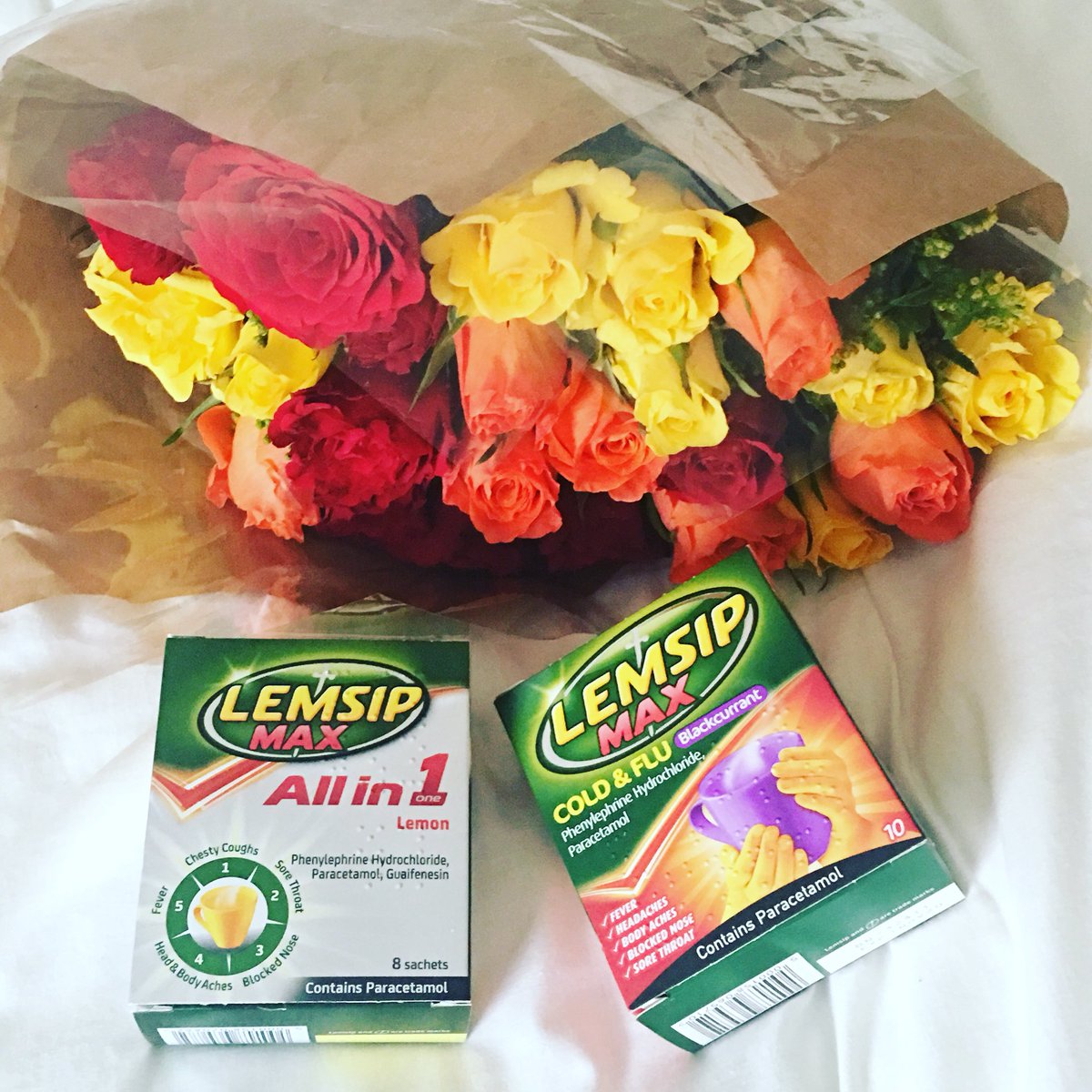 amanda_J_hewson's tweet photo. Ted’s (my elderly neighbour) has just delivered me these, nicest little flu parcel ever, bless him !! 😘#TedTweets https://t.co/Xb2iCX17Bf