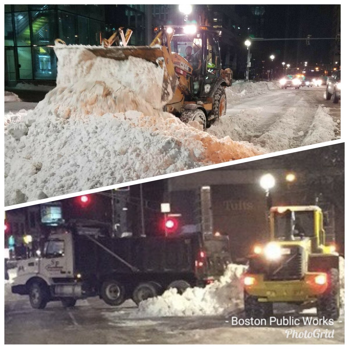 BostonPWD's tweet photo. Our crews were out #CityWide overnight removing 960 truck loads of snow from #BostonStreets. We'll be back at it again tonight with over 30 removal crews #Bosnow https://t.co/wOjc0lMrsl