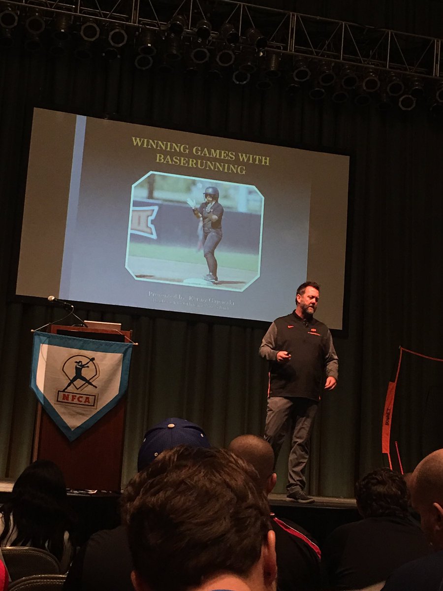 Now at the NFCA in Louisville. Head coach Kenny Gajewski of the Oklahoma State Cowboys. #sghs_family